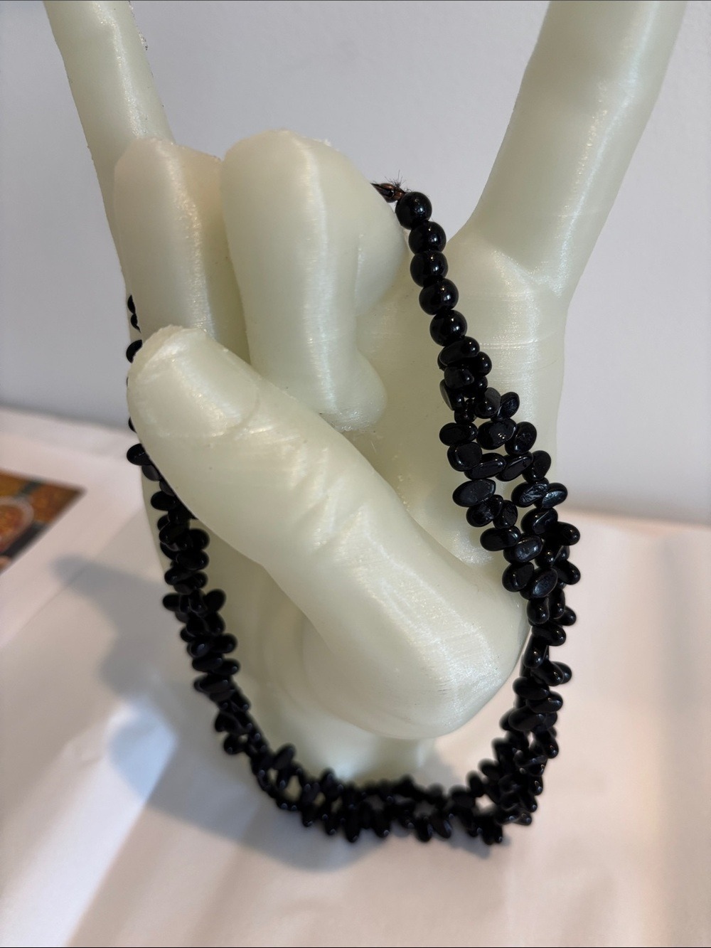 BLACK glass beaded double layer necklace 16” long with extender fashion jewelry